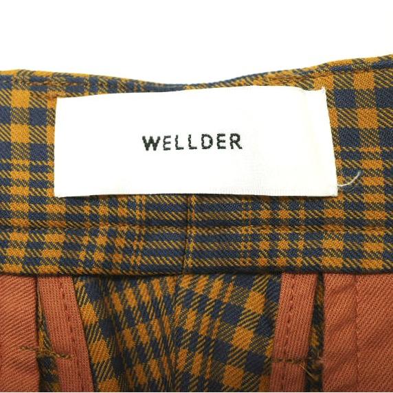 WELLDER ウェルダー 20AW 日本製 One Tuck Check Flare Trousers 1タックチェックフレアトラウザーズ WL20APT07 0 オレンジ パンツ g16147｜looponline｜04