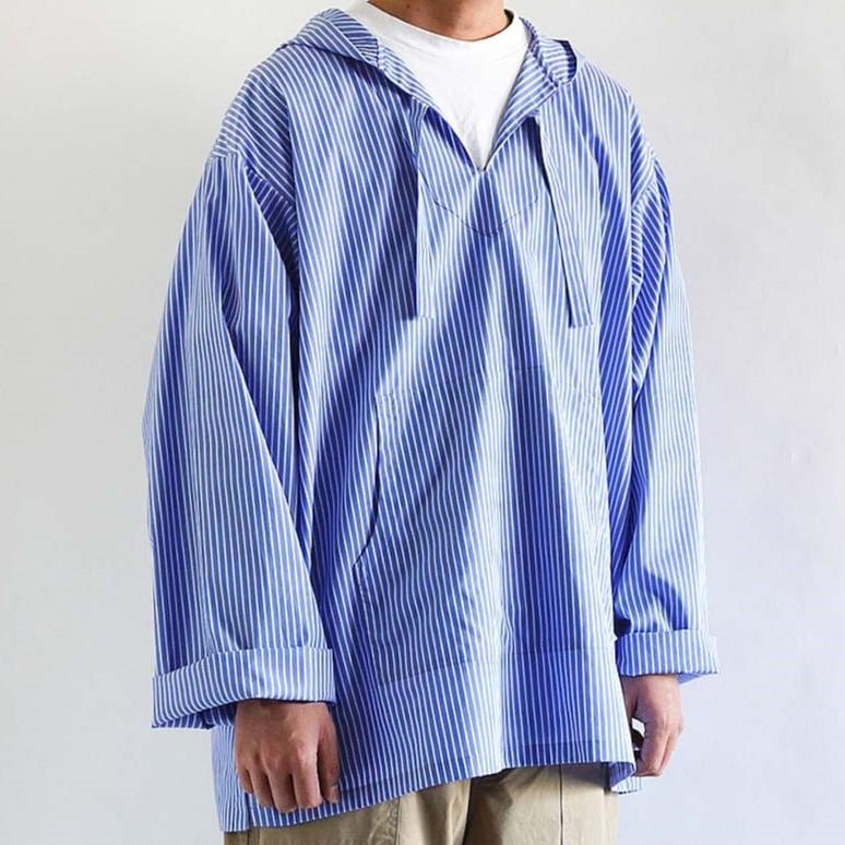 MexiPa メキパ 日本製 Yandyed Mexican Parker ストライプメキシカンシャツパーカー 21-011-MP-8020-1 M SAX STRIPE プルオーバー g16155 |  | 02