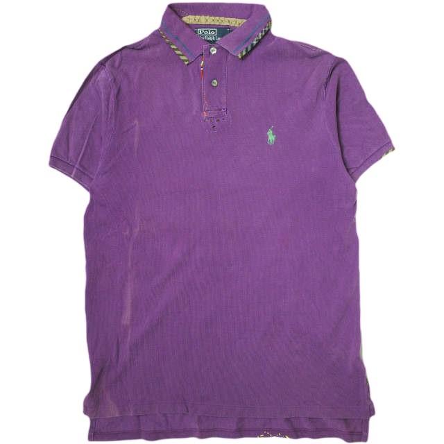Polo by Ralph Lauren ポロラルフローレン S/S BEADS＆PATCH WORK POLO SHIRTS ビーズ＆パッチワーク鹿の子ポロシャツ S パープル g16381 | 