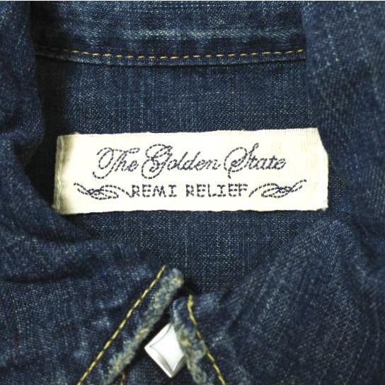 REMI RELIEF レミレリーフ Denim Western shirt BEAMSイベントカスタムモデル デニムウエスタンシャツ M Indigo 長袖 ユーズド加工 g16485｜looponline｜03