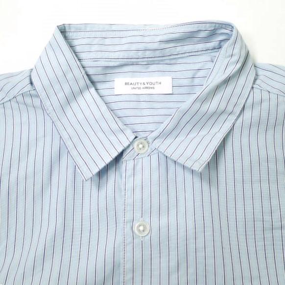 BEAUTY＆YOUTH UNITED ARROWS ビューティーアンドユース ブルーストライプ フォルムシャツ 1216-178-2681 M BLUE 半袖 コットン g16610 |  | 04