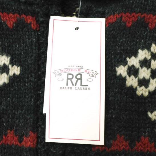 新品 RRL ダブルアールエル カーモチーフ コットンウール ジップカーディガン S Black Double RL 定価225,000円 ショールカラー g16626の画像