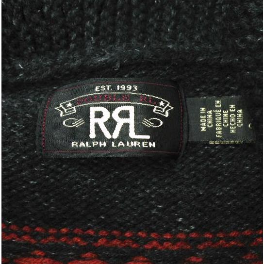 新品 RRL ダブルアールエル カーモチーフ コットンウール ジップカーディガン S Black Double RL 定価225,000円 ショールカラー g16626の画像
