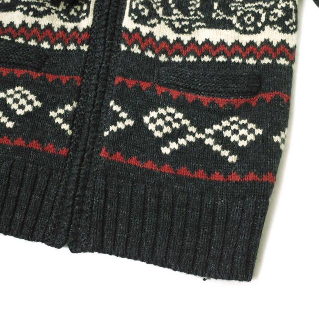 新品 RRL ダブルアールエル カーモチーフ コットンウール ジップカーディガン S Black Double RL 定価225,000円 ショールカラー g16626の画像
