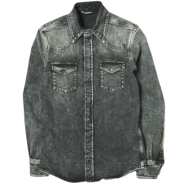DOLCE＆GABBANA ドルチェアンドガッバーナ 23SS STRETCH DENIM WESTERN SHIRT ストレッチデニムウエスタンシャツ G5JC8D G8HD8 39 ブラック | 