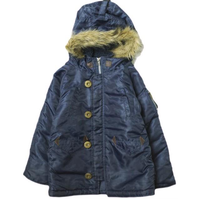 Lee リー KID'S N-3B Fur Hooded Coat ファー付きフーデッドコート 110 ネイビー 子供用 キッズ ジャンパー アウター g16697 | 