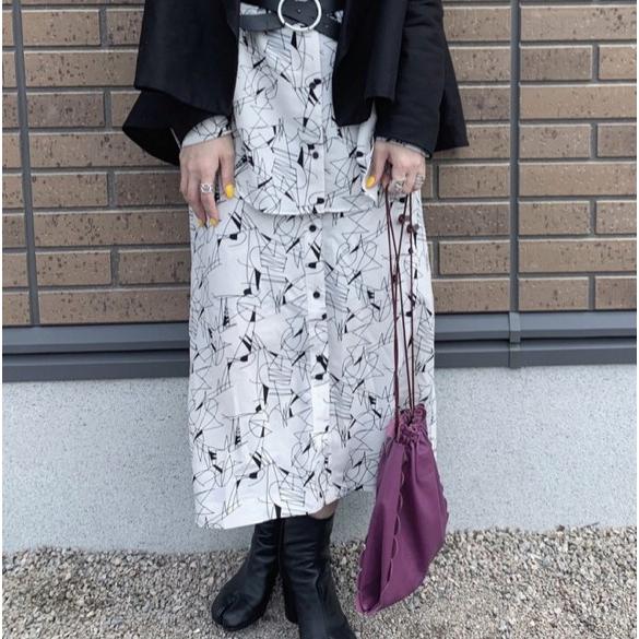 6 ROKU BEAUTY＆YOUTH ロク ビューティーアンドユース 日本製 LINE PRINT SKIRT ラインプリントスカート 8624-299-0055 36 WHITE g16786 |  | 02