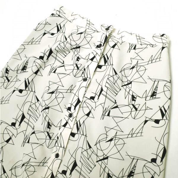 6 ROKU BEAUTY＆YOUTH ロク ビューティーアンドユース 日本製 LINE PRINT SKIRT ラインプリントスカート 8624-299-0055 36 WHITE g16786 |  | 03