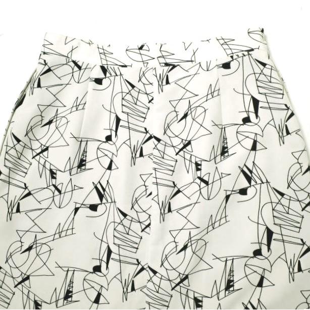 6 ROKU BEAUTY＆YOUTH ロク ビューティーアンドユース 日本製 LINE PRINT SKIRT ラインプリントスカート 8624-299-0055 36 WHITE g16786 |  | 05