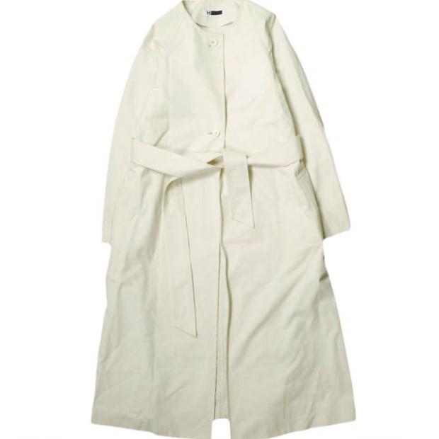 H BEAUTY＆YOUTH エイチ ビューティーアンドユース 日本製 ネップコットンノーカラーコート 1625-260-4223 M IVORY Aライン g16788 | 