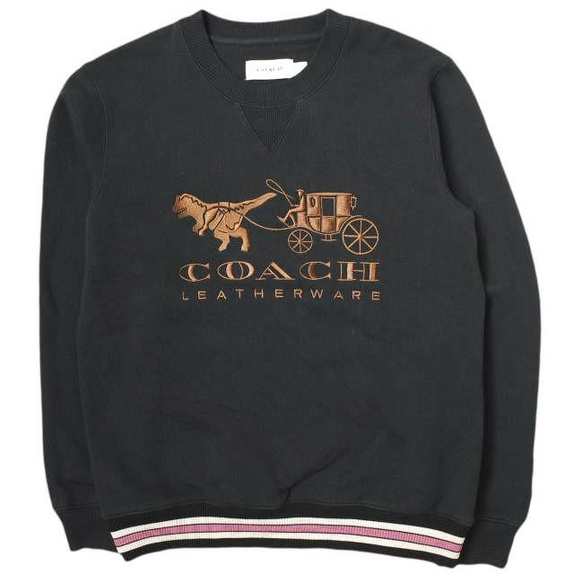 COACH コーチ レキシーアンドキャリッジ スウェットシャツ 34649 S BLACK トレーナー 裏起毛 Vガゼット プルオーバー トップス g16828 | 