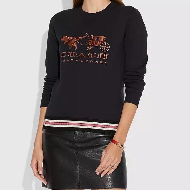 COACH コーチ レキシーアンドキャリッジ スウェットシャツ 34649 S BLACK トレーナー 裏起毛 Vガゼット プルオーバー トップス g16828 |  | 02