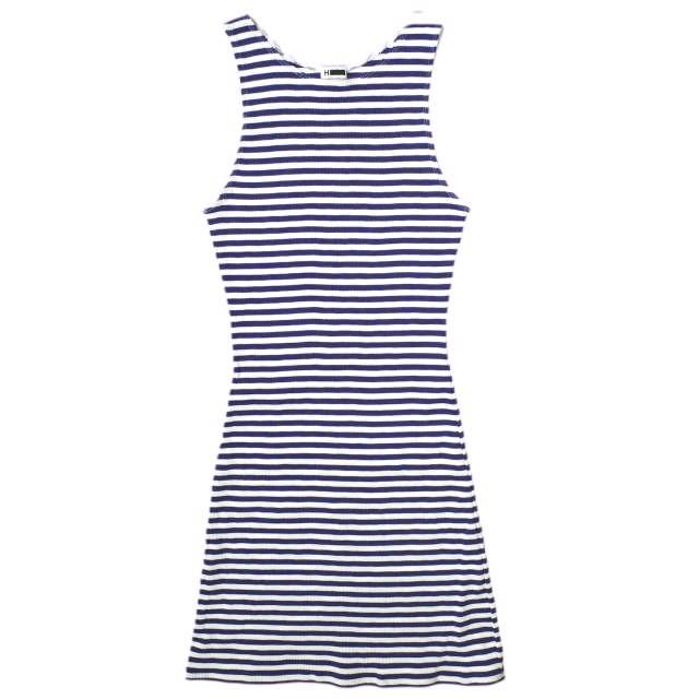 H BEAUTY＆YOUTH エイチ ビューティーアンドユース COTTON BORDER BODYCON TANK TOP コットンボーダータンクトップ 1617-222-5688 パープル | 