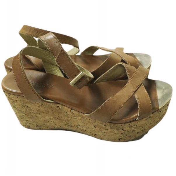 JIMMY CHOO ジミーチュウ アンクルストラップウェッジソールサンダル 36 1/2(23.5cm) ブラウン レザー ベルト シューズ g16890 |  | 02