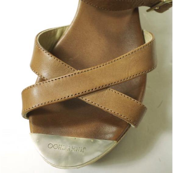 JIMMY CHOO ジミーチュウ アンクルストラップウェッジソールサンダル 36 1/2(23.5cm) ブラウン レザー ベルト シューズ g16890 |  | 05