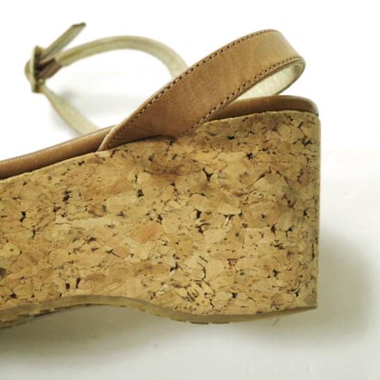 JIMMY CHOO ジミーチュウ アンクルストラップウェッジソールサンダル 36 1/2(23.5cm) ブラウン レザー ベルト シューズ g16890 |  | 08