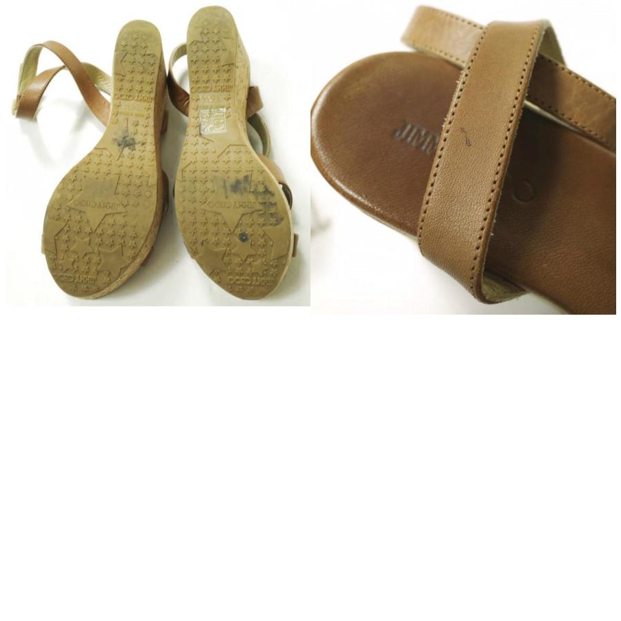 JIMMY CHOO ジミーチュウ アンクルストラップウェッジソールサンダル 36 1/2(23.5cm) ブラウン レザー ベルト シューズ g16890 |  | 09