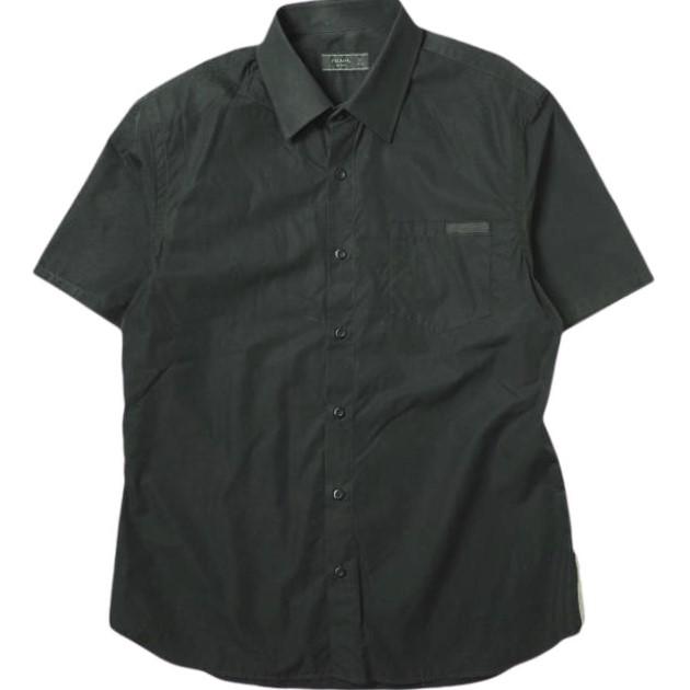 PRADA プラダ コットンタイプライターショートスリーブシャツ UCS137 R161 1LRQ 42(161/2) BLACK 半袖 トップス g17015 | 