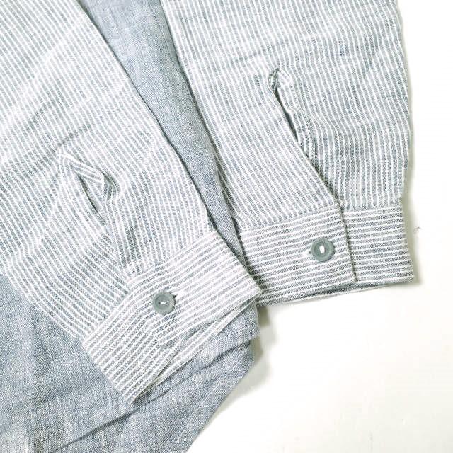 FRANK LEDER フランクリーダー ドイツ製 Switch Linen Shirt 袖切り替えリネンシャツ 0126018 S ブルー 長袖 ストライプ トップス g17034 |  | 04