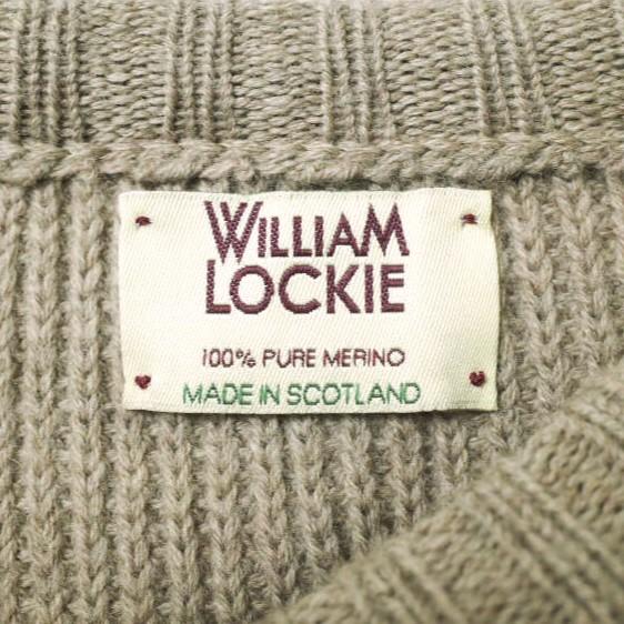 WILLIAM LOCKIE ウィリアムロッキー スコットランド製 畦編みエルボーパッチクルーネックニット 38 ベージュ セーター メリノウール g17047 |  | 02