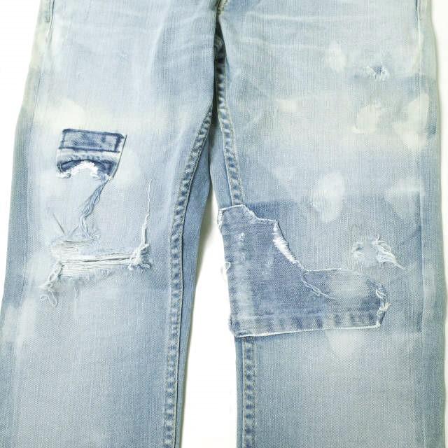 新品 e JEANS イージーンズ SEA HORSE SLIM 岡山児島 ダメージ＆リペアパッチ ストレッチスリムデニムパンツ e-801 3 定価38,500円 g17266 |  | 05