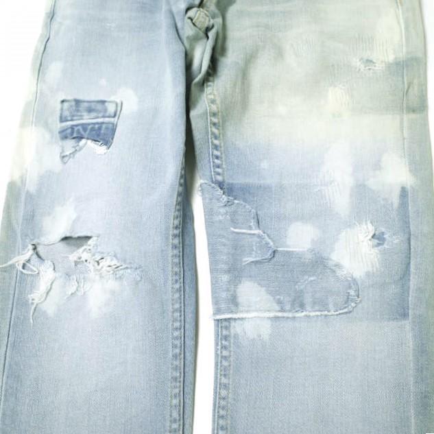 新品 e JEANS イージーンズ SEA HORSE SLIM 岡山児島 ダメージ＆リペアパッチ ストレッチスリムデニムパンツ e-801 3 定価38,500円 g17273 |  | 05