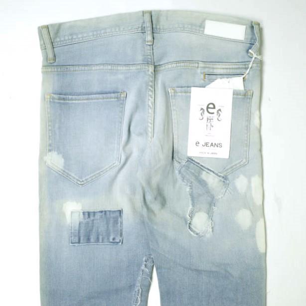 新品 e JEANS イージーンズ SEA HORSE SLIM 岡山児島 ダメージ＆リペアパッチ ストレッチスリムデニムパンツ e-801 3 定価38,500円 g17273 |  | 07