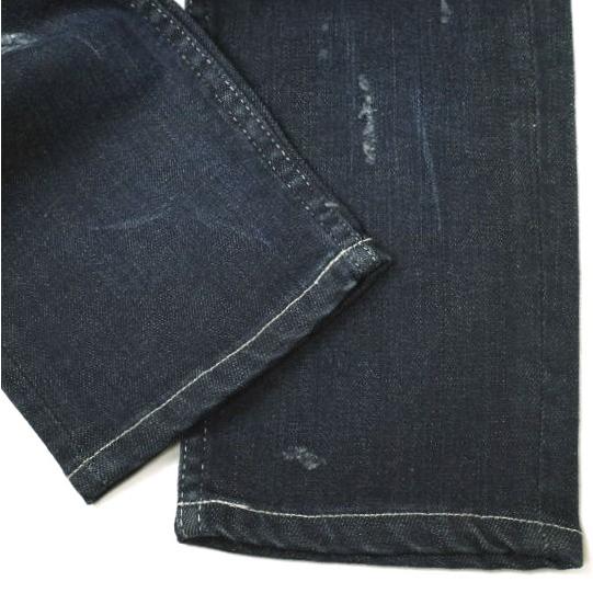 新品 e JEANS イージーンズ e-801 SLIM STRETCH 岡山児島 ダメージ＆ペイント加工 スリムストレッチデニムパンツ 0 DARK BLUE 定価35,200円 |  | 08