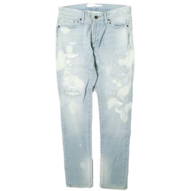 新品 e JEANS イージーンズ TAPERED 岡山児島 リペア＆ブリーチ加工 テーパードデニムパンツ e-L805-039 25 azure blue 定価36,300円 | 