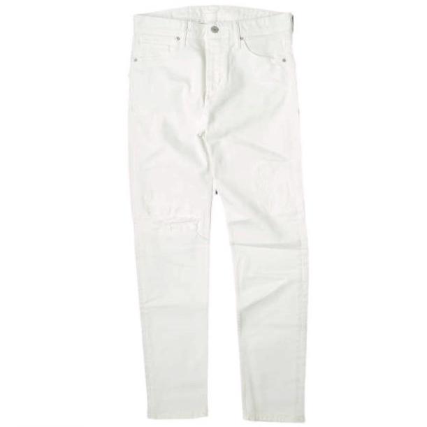 新品 e JEANS イージーンズ SLIM STRAIGHT 岡山児島 ダメージ加工 スキニーデニムパンツ 171100801 23inch WHITE 定価34,100円 g17311 | 