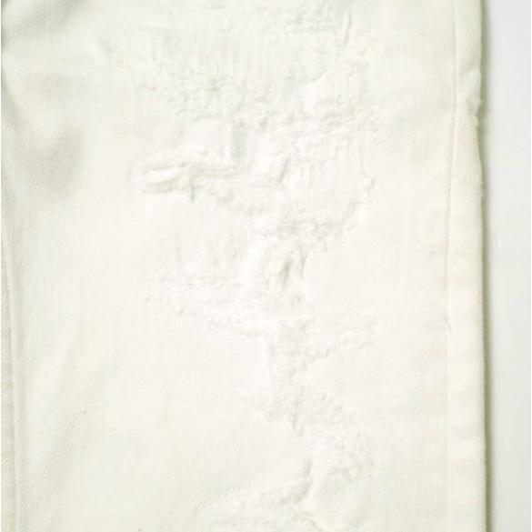 新品 e JEANS イージーンズ SLIM STRETCH 岡山児島 汚れ＆リペア加工 スリムストレッチデニムパンツ e701-002 0 WHITE 定価36,300円 |  | 05