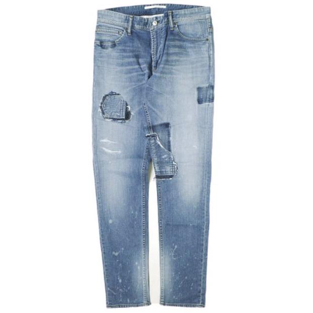 新品 e JEANS イージーンズ 日本製 SLIM 岡山児島 ダメージ＆リペアパッチ ストレッチスリムデニムパンツ 171200901 0 定価38,500円 g17393 | 