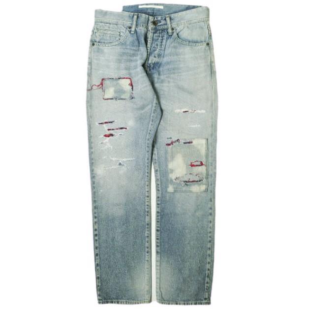 新品 e JEANS イージーンズ 岡山児島 チェックリペアパッチ スリムセルビッチデニムパンツ e-805SV 1 D.INDIGO ジーンズ 定価41,800円 | 