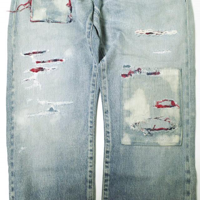 新品 e JEANS イージーンズ 岡山児島 チェックリペアパッチ スリムセルビッチデニムパンツ e-805SV 1 D.INDIGO ジーンズ 定価41,800円 新品 e JEANS イージーンズ 岡山児島 チェックリペアパッチ スリム