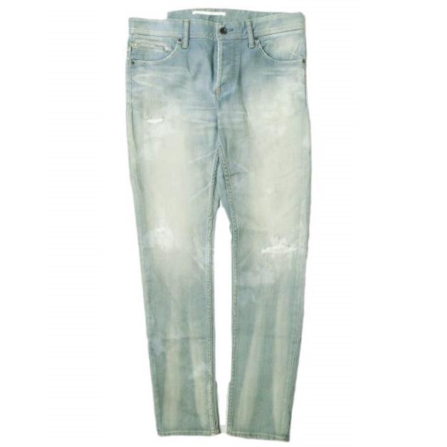 新品 e JEANS イージーンズ 岡山児島 ダメージ＆汚れ加工 ストレッチスリムデニムパンツ e-801 3 B.INDIGO ジーンズ 定価33,000円 g17545 | 