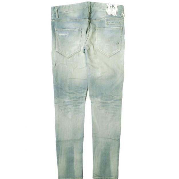 新品 e JEANS イージーンズ 岡山児島 ダメージ＆汚れ加工 ストレッチスリムデニムパンツ e-801 3 B.INDIGO ジーンズ 定価33,000円 g17545 |  | 01