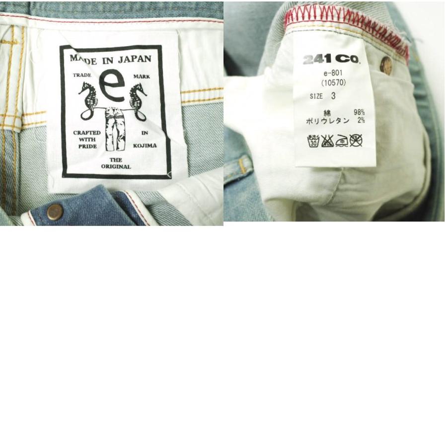 新品 e JEANS イージーンズ 岡山児島 ダメージ＆汚れ加工 ストレッチスリムデニムパンツ e-801 3 B.INDIGO ジーンズ 定価33,000円 g17545 |  | 09