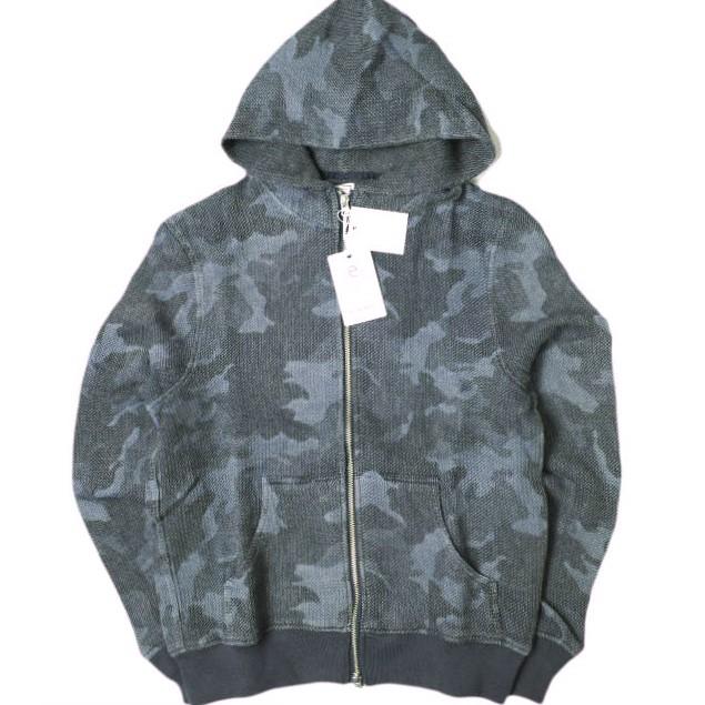 新品 e JEANS イージーンズ HONEYCOMB ZIP HOODIE 岡山児島 ハニカム ジップパーカー e903-001 S Indigo Camouflage 定価41,800円 g17576 | 