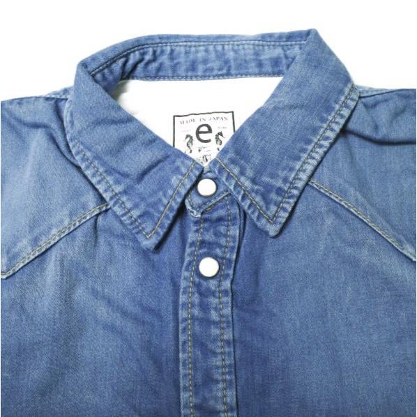 新品 e JEANS イージーンズ 日本製 岡山児島 デニムウエスタンシャツ e105-001 S Mid Blue 長袖 インディゴ 定価31,900円 トップス g17716 |  | 04