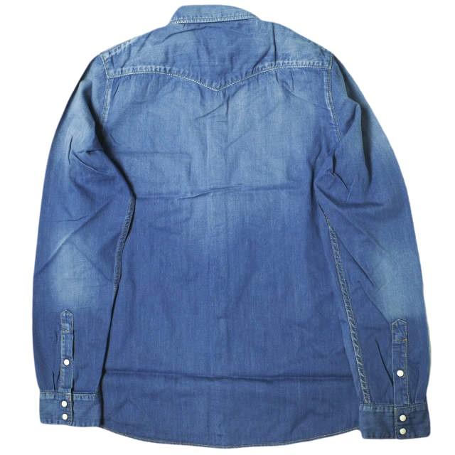 新品 e JEANS イージーンズ 日本製 岡山児島 デニムウエスタンシャツ e105-001 S Mid Blue 長袖 インディゴ 定価31,900円 トップス g17717 |  | 01