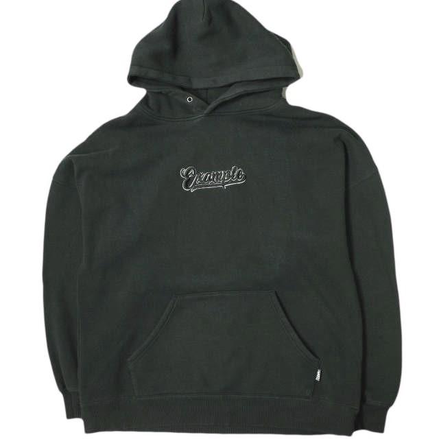 EXAMPLE エグザンプル LOGO HOODIE ロゴ刺繍 スウェットプルオーバーパーカー XXL BLACK 裏起毛 SOSHI-NET トップス g17723 | 