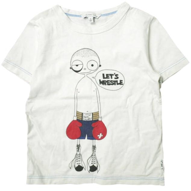LITTLE MARC JACOBS リトル マークジェイコブス KIDS LET'S WRESTLE TEE キッズプリントTシャツ W25031 102cm(4) ホワイト 半袖 g17833 | 