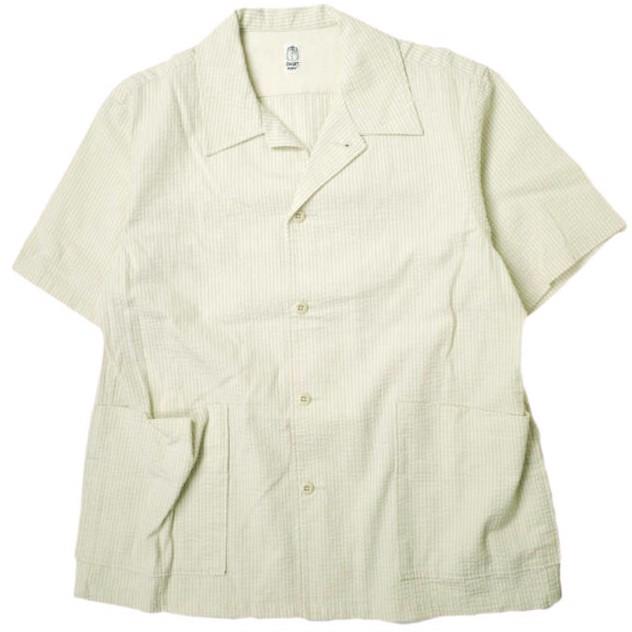 KATO カトー シアサッカーオープンカラーシャツ KS822251-180105 M BEIGE 半袖 開襟 ストライプ トップス g17855 | 