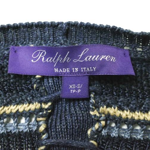 RALPH LAUREN PURPLE LABEL ラルフローレンパープルレーベル リネンシルク ニットポンチョカーディガン XS-S NAVY ボーダー ケープ g17953 |  | 02