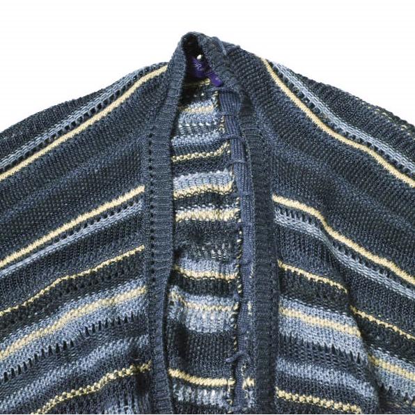 RALPH LAUREN PURPLE LABEL ラルフローレンパープルレーベル リネンシルク ニットポンチョカーディガン XS-S NAVY ボーダー ケープ g17953 |  | 03