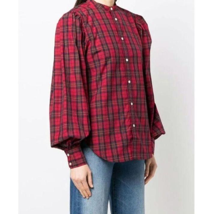 POLO RALPH LAUREN ポロラルフローレン ボリュームスリーブ タータンチェック バンドカラーチェックシャツ 0 レッド 長袖 ギャザー g17955 |  | 02