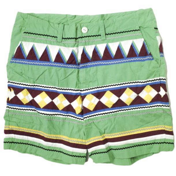 ELATE イレイト 日本製 刺繍ボーダーショートパンツ 10SS-PA-08 2 グリーン ショーツ ボトムス g18082 | 