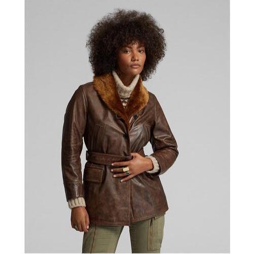 RRL ダブルアールエル シアリングカラー レザージャケット 282917081001 2 ダークブラウン Double RL レディース 定価349,800円 g18093 |  | 02