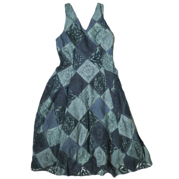RRL ダブルアールエル パッチワークスリーブレスドレス ノースリーブワンピース 1 Indigo Double RL レディース 定価176,000円 g18095 | 