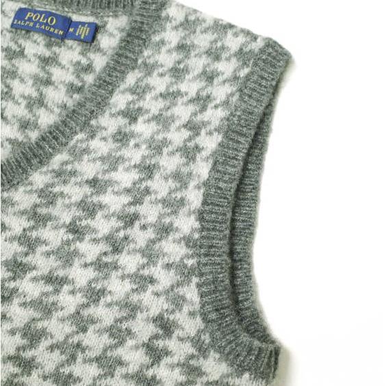 POLO RALPH LAUREN ポロ・ラルフローレン ハウンドトゥースウールブレンドベスト 211764642002 M グレー 千鳥格子 Vネック ニット g18105 |  | 05